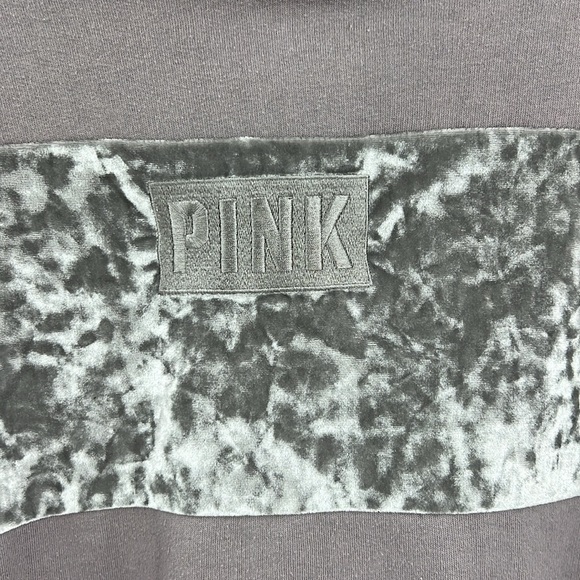 Pink Victorias Secret Hoodie Sweatshirt Purple Burnt Velvet Lace Up Sleeve SZ M - Picture 10 of 10